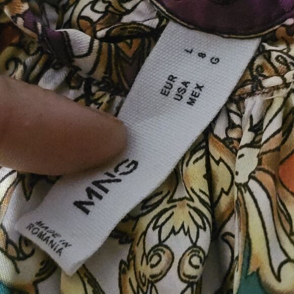 MNG Mango Baroque Print Blouse Women Sz 8 Sleeveless Colorful  Dressy Versatile - Picture 5 of 10
